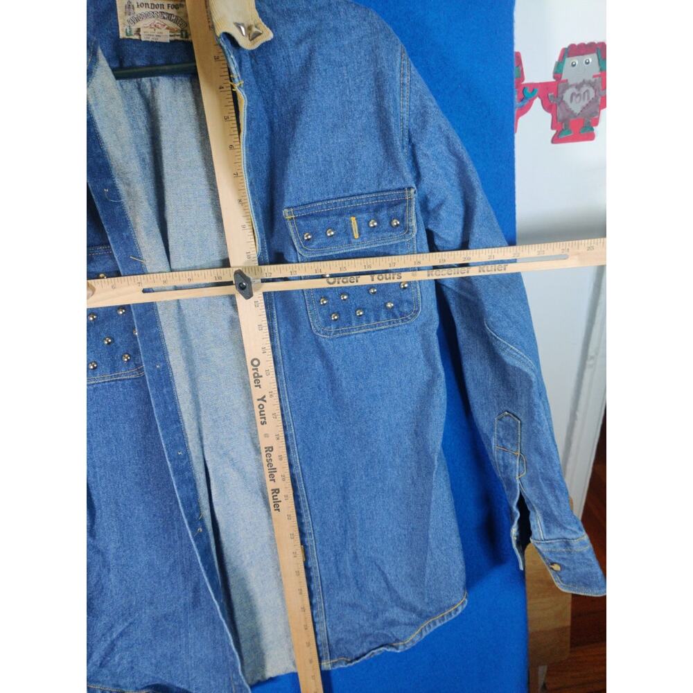 Vintage London Fog Denim Shirt Womens Small Outdoors Unlimited Studded Corduroy - Picture 6 of 14